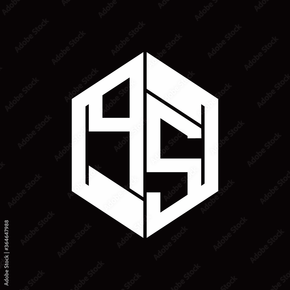 PS Logo monogram with hexagon inside the shape design template PS Logo monogram with hexagon inside the shape design template