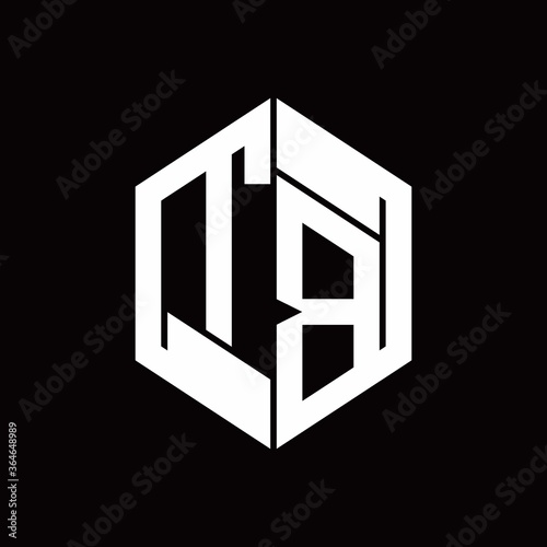 TB Logo monogram with hexagon inside the shape design template