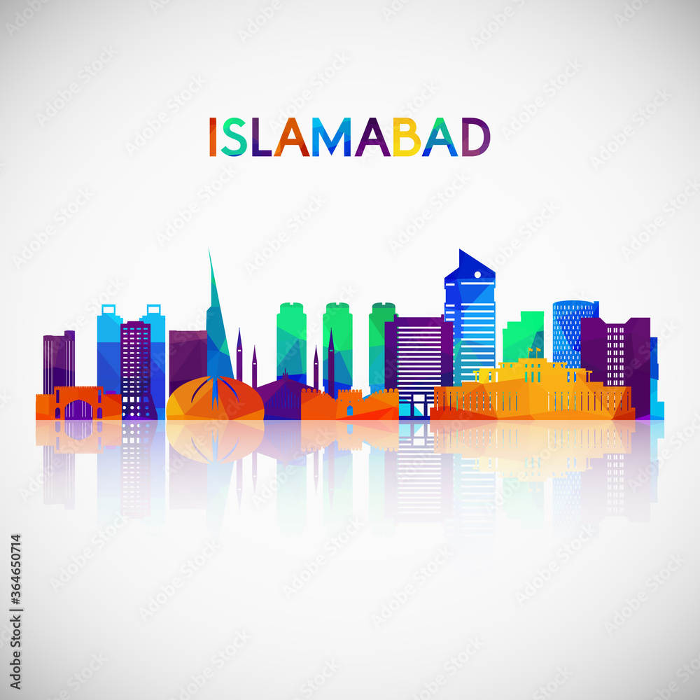 Islamabad skyline silhouette in colorful geometric style. Symbol for your design. Vector illustration.