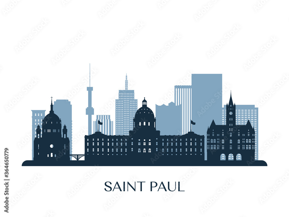 Saint Paul skyline, monochrome silhouette. Vector illustration.