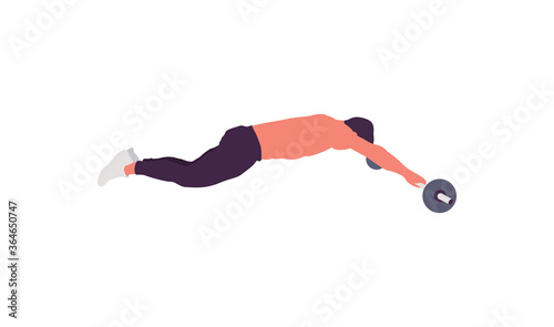 Training man isolated illustration. Man workout flat illustration - Vector