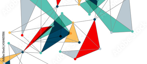Line points connections, triangular technology design. Abstract geometric background