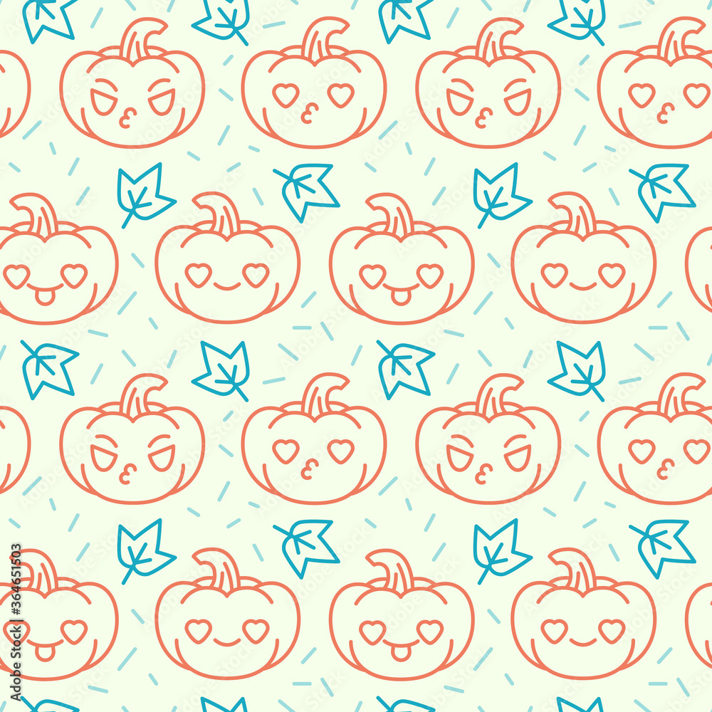 Pumpkin smiley icons pattern. Halloween pumpkin emoji seamless background. Seamless pattern vector illustration
