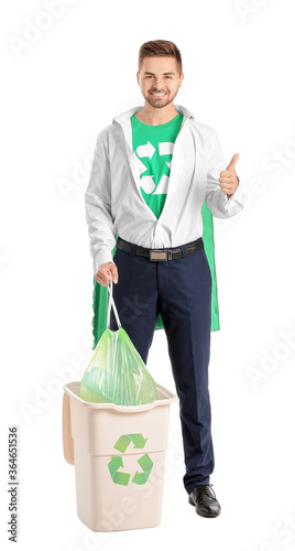 Man dressed as eco superher...