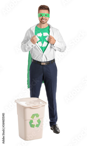 Man dressed as eco superher...