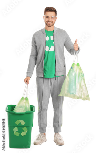 Man in t-shirt with recycli...