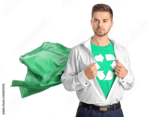 Man dressed as eco superher...