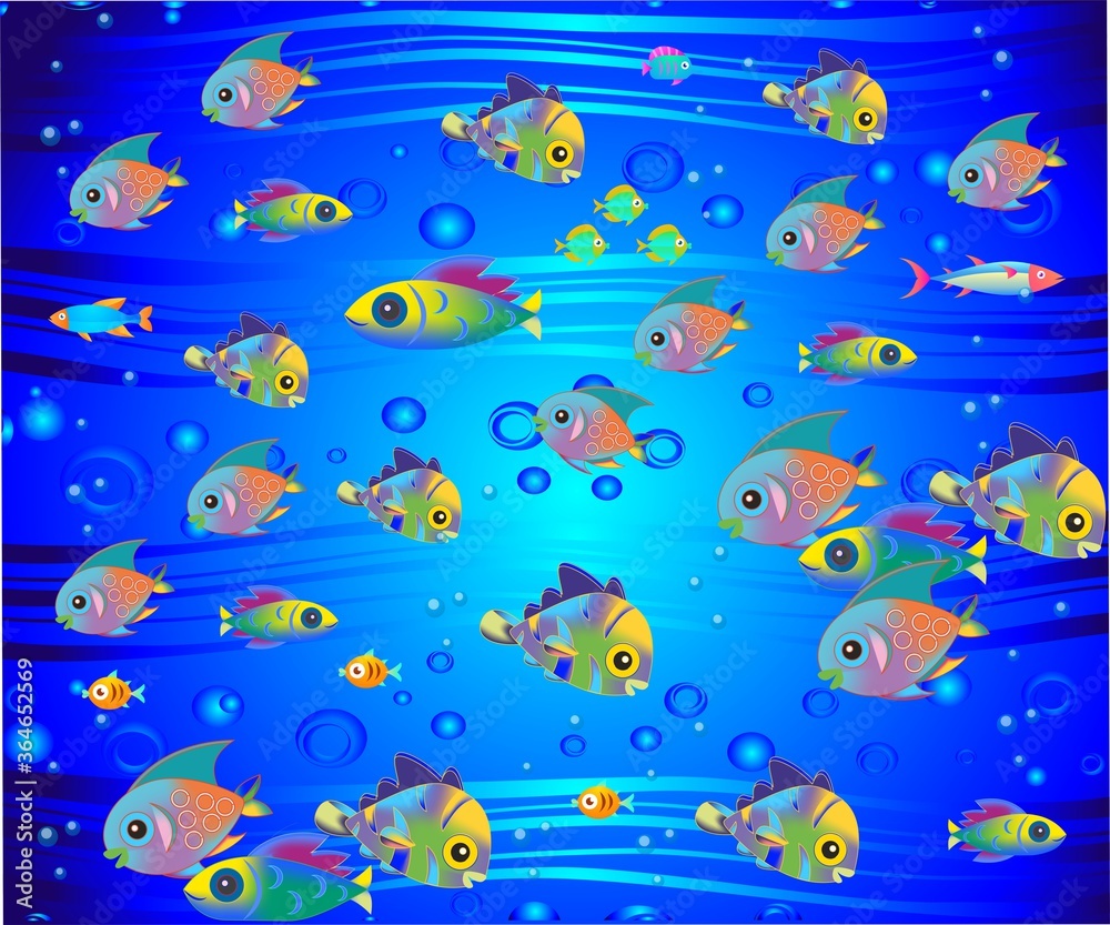  composition with colorful fish that swim in the sea