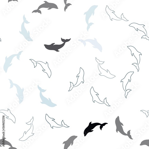 Dark BLUE vector seamless pattern with sea dolphins. Modern abstract illustration with sea dolphins. Pattern for websites of animals.