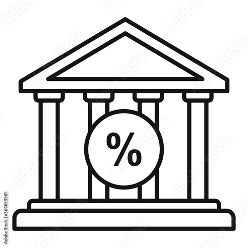 Tax bank building icon. Outline tax bank building vector icon for web design isolated on white background