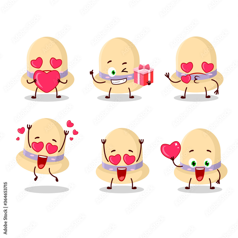 Summer hat cartoon character with love cute emoticon Summer hat cartoon character with love cute emoticon