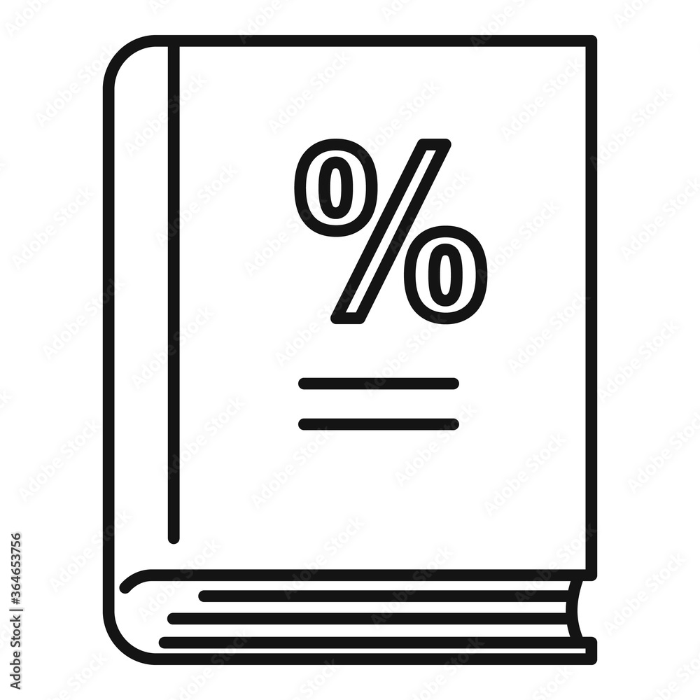Percent tax book icon. Outline percent tax book vector icon for web design isolated on white background Percent tax book icon. Outline percent tax book vector icon for web design isolated on white background