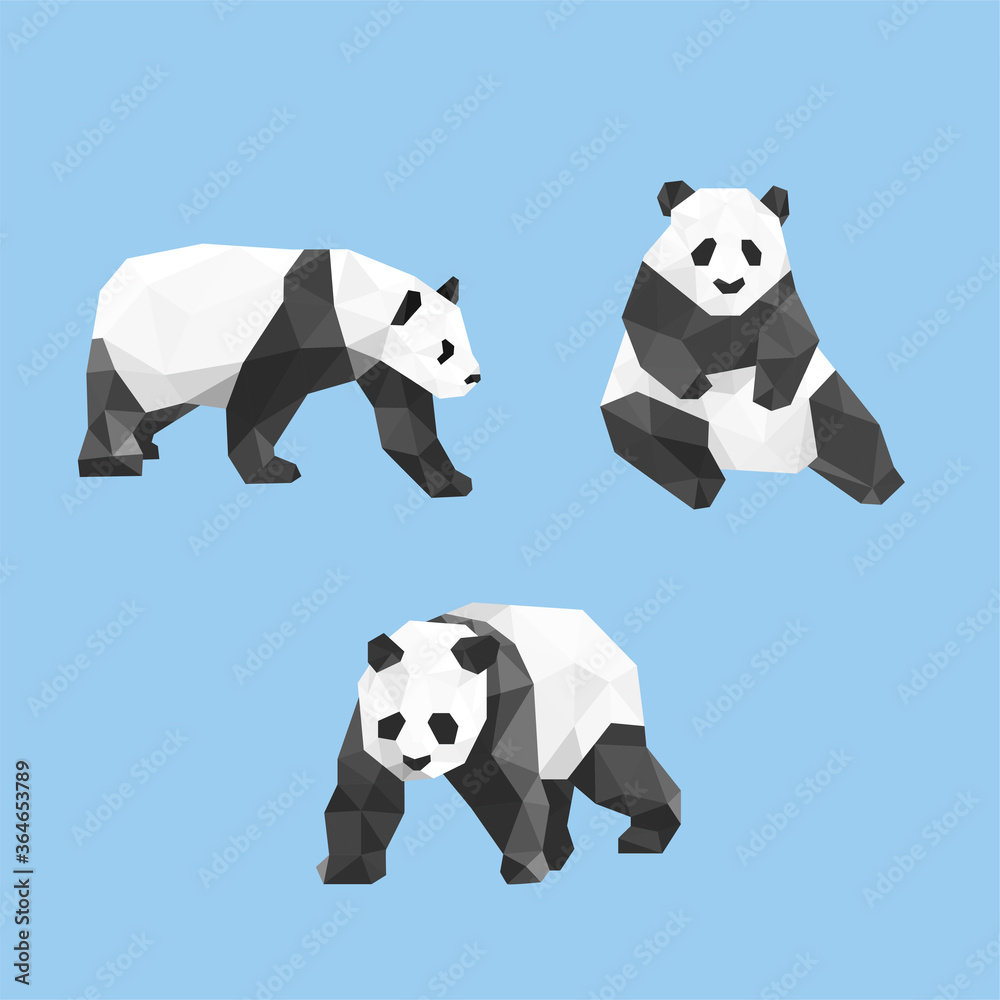 Naklejka premium LOW POLY PANDA POLYGONAL TRIANGULAR GEOMETRIC ILLUSTRATION