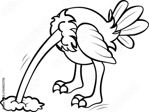 ostrich head under the ground