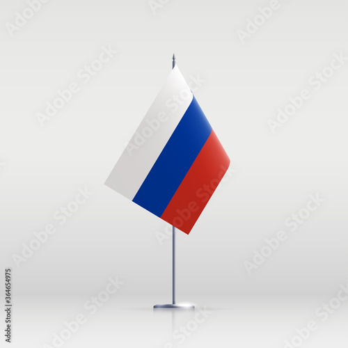Russia flag state symbol isolated on background national banner. Greeting card National Independence Day of the Russian Federation. Illustration banner with realistic state flag of RF.