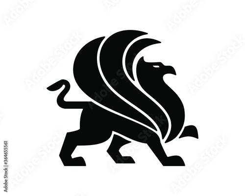 Griffin logo template, wing griffin icon vector