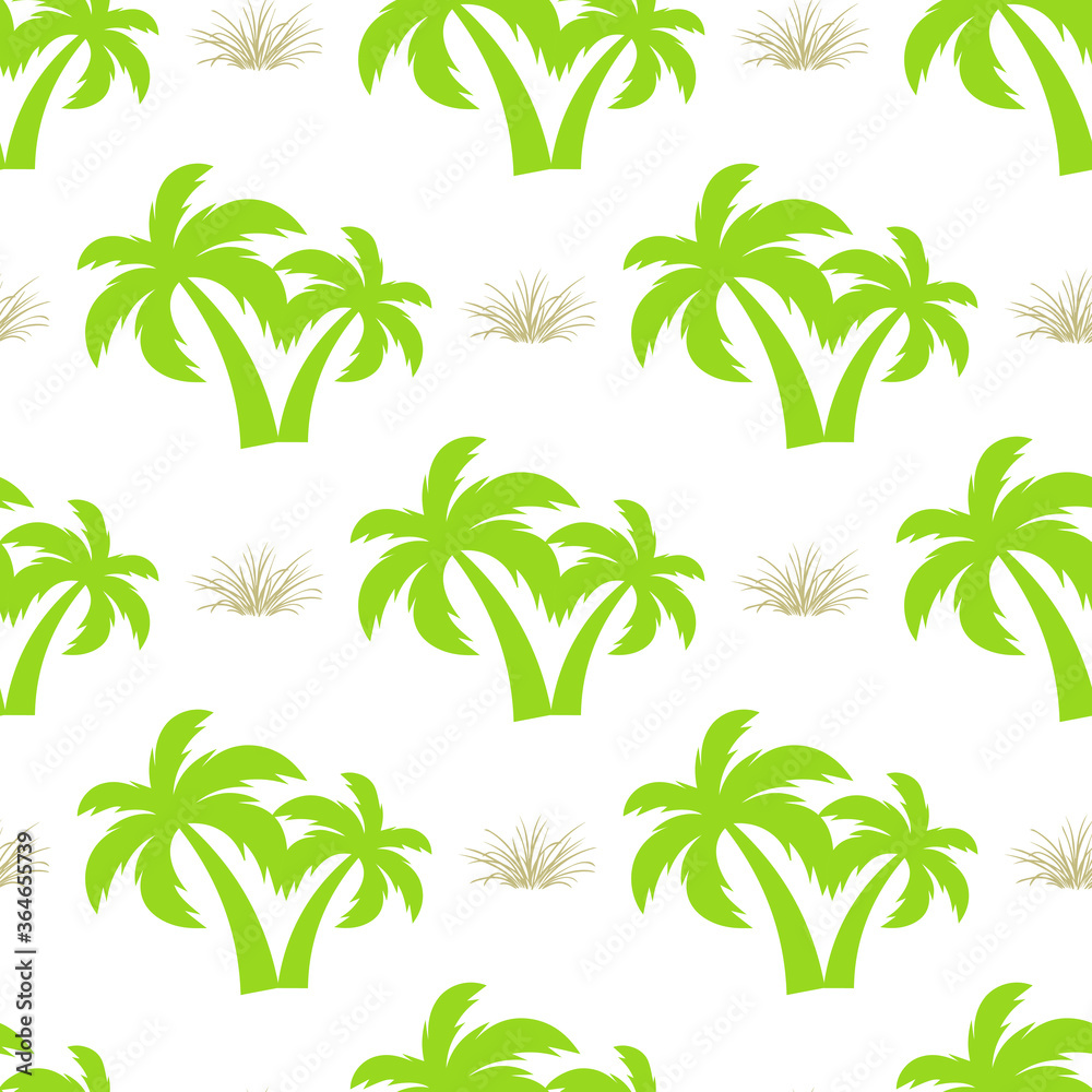 Palm tree. Seamless model Vector Illustration on a white background.