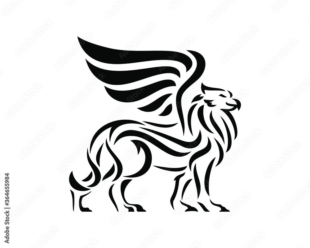 Griffin logo template, wing griffin icon vector, griffin tribal