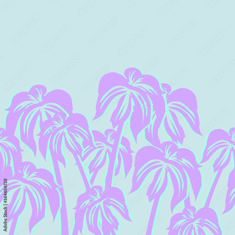 Beautiful seamless vector flower pattern background with palm trees