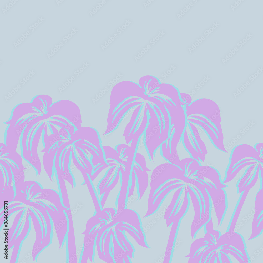Beautiful seamless  flower pattern background with palm trees