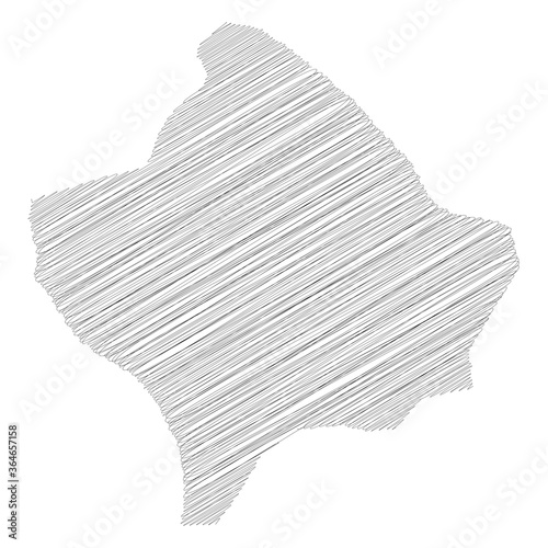 Kosovo - pencil scribble sketch silhouette map of country area with dropped shadow. Simple flat vector illustration