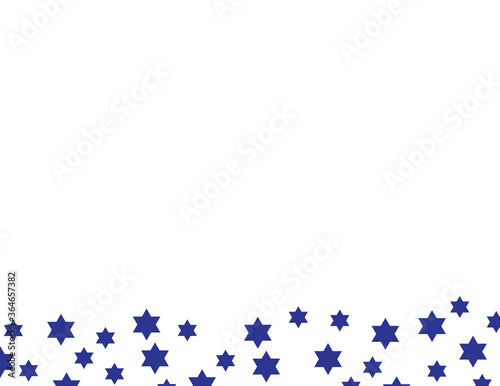 Blue star of David pattern border on White background