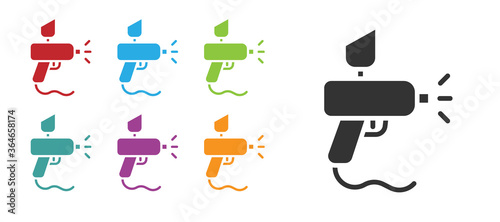 Black Paint spray gun icon isolated on white background. Set icons colorful. Vector Illustration.