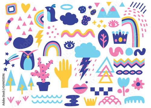 Cute abstract background in doodle style illustration
