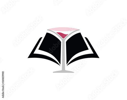 cocktail and book logo icon symbol designs