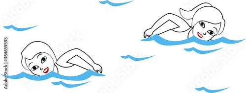 girls are swimming