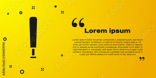 Black Baseball bat icon isolated on yellow background. Sport equipment. Vector Illustration.