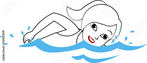 a girl is swimming