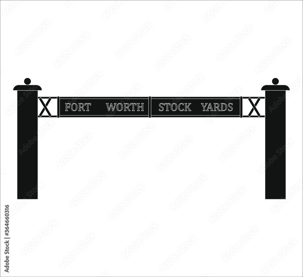 Fort Worth Stockyards sign in Fort Worth city in USA. illustration for web and mobile design.