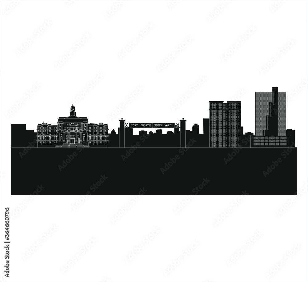 Fort Worth city skyline in United States