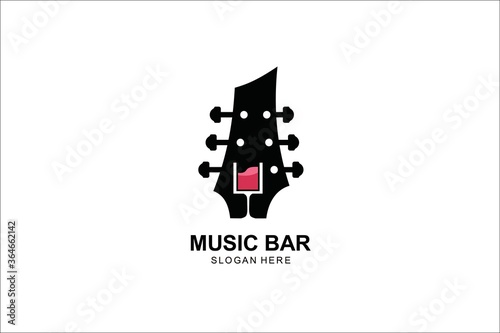 music and wine logo template design. symbol illustration.