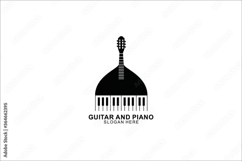 guitar and piano button logo template design. symbol illustration.