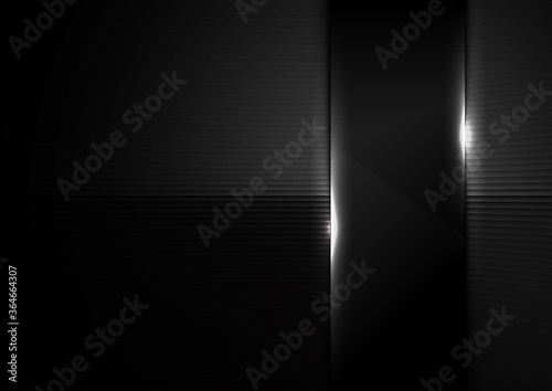Abstract background black glass panel glossy with lighting