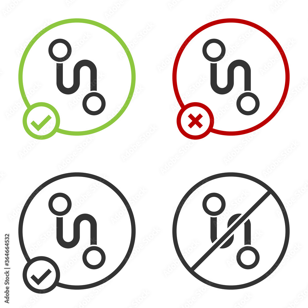 Black Route location icon isolated on white background. Map pointer sign. Concept of path or road. GPS navigator. Circle button. Vector Illustration. Black Route location icon isolated on white background. Map pointer sign. Concept of path or road. GPS navigator. Circle button. Vector Illustration.