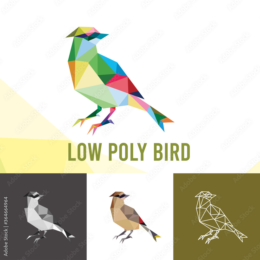 Obraz premium BIRD ANIMALS LOW POLY LOGO ICON SYMBOL SET. TRIANGLE GEOMETRIC POLYGON