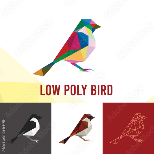 BIRD ANIMALS LOW POLY LOGO ICON SYMBOL SET. TRIANGLE GEOMETRIC POLYGON