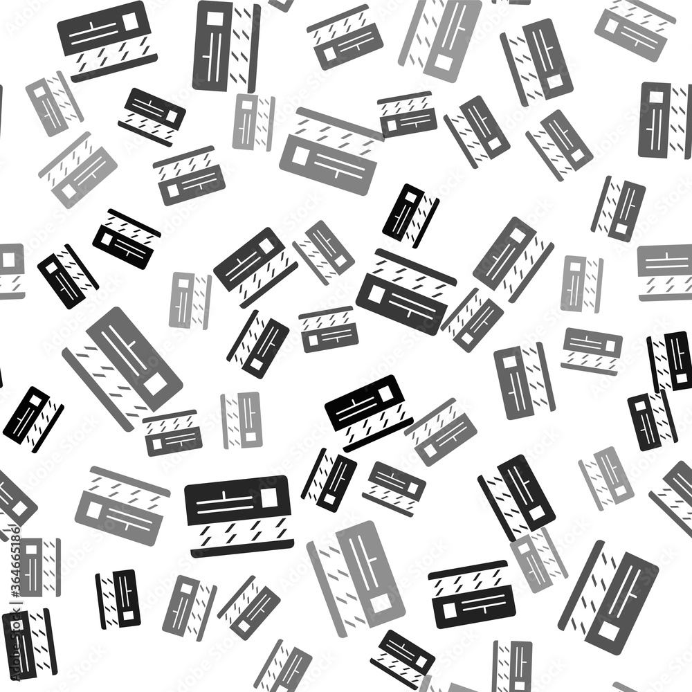 Black Movie clapper icon isolated seamless pattern on white background. Film clapper board. Clapperboard sign. Cinema production or media industry. Vector Illustration.