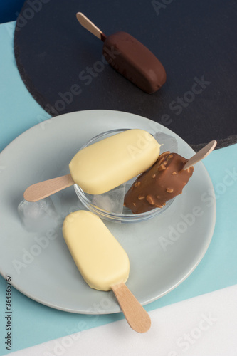 Vanilla and chocolate ice cream concept