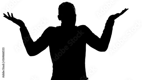 Video of man's silhouette shrugging his hands