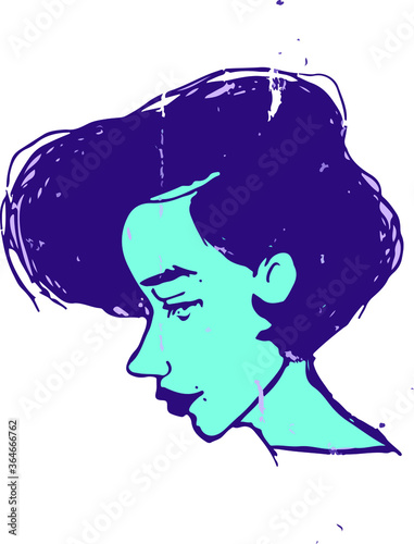 Short haired girl vector illustration was drawn in dirty sketch style for t-shirt design or another print design.