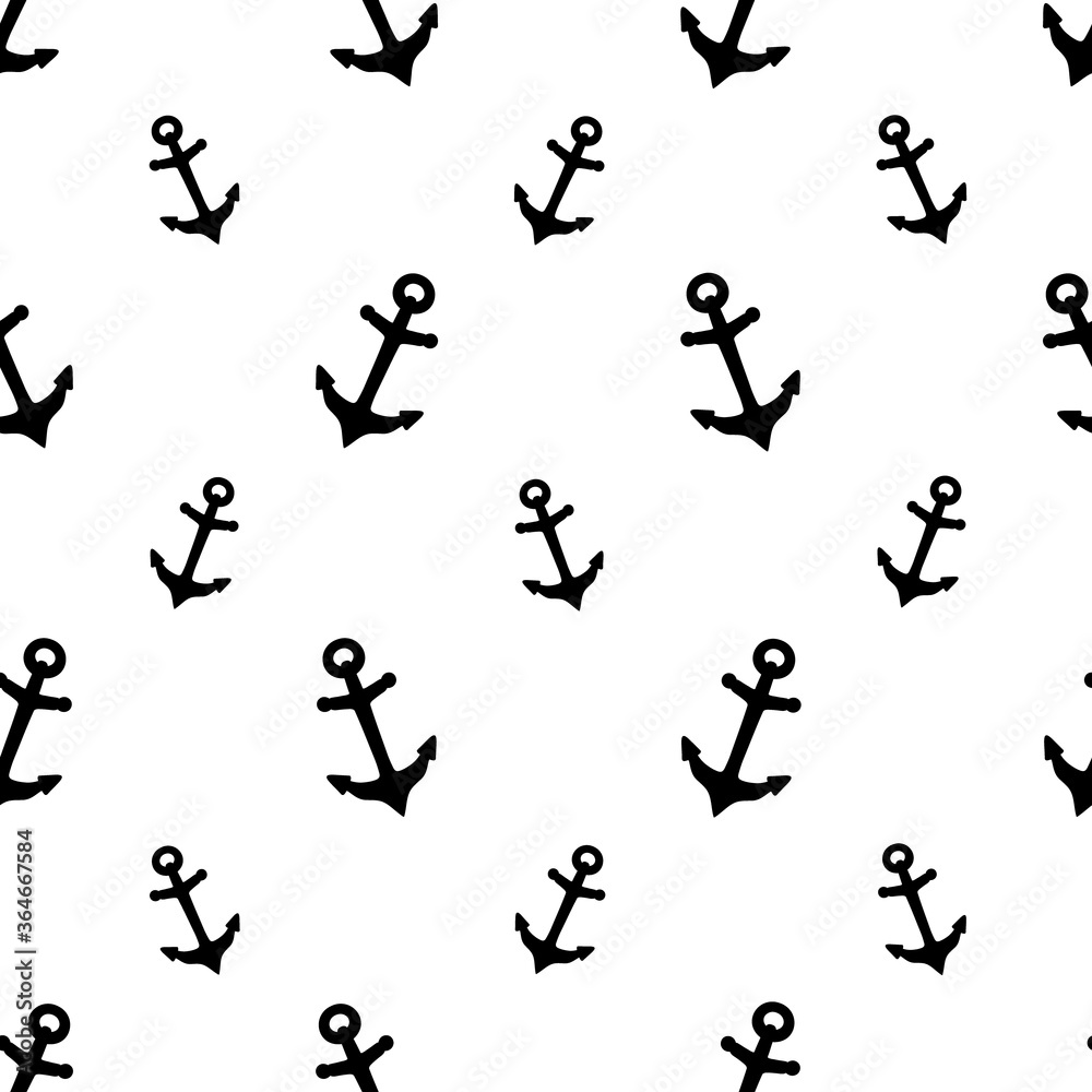Silhouette. Anchor. The endlessly repeating ornament of the symbols of navigation. Seamless vector pattern. Outline on an isolated colorless background. Marine decorative element. Packaging, case. Silhouette. Anchor. The endlessly repeating ornament of the symbols of navigation. Seamless vector pattern. Outline on an isolated colorless background. Marine decorative element. Packaging, case.