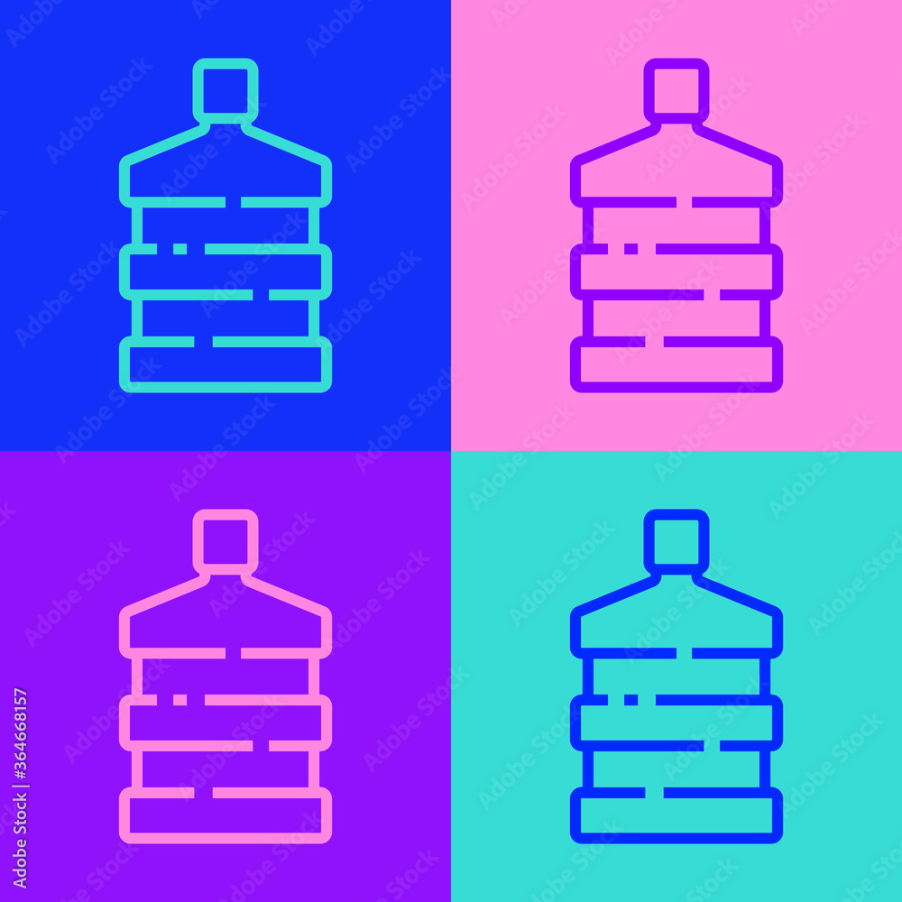 Pop art line Big bottle with clean water icon isolated on color background. Plastic container for the cooler. Vector Illustration. Pop art line Big bottle with clean water icon isolated on color background. Plastic container for the cooler. Vector Illustration.