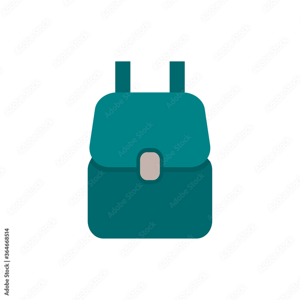 Flat backpack, bag icon, piece of cheese icon, vector illustration isolated on white background Flat backpack, bag icon, piece of cheese icon, vector illustration isolated on white background