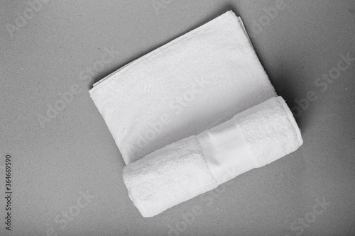 cotton soft white towel isolated on white/gray background