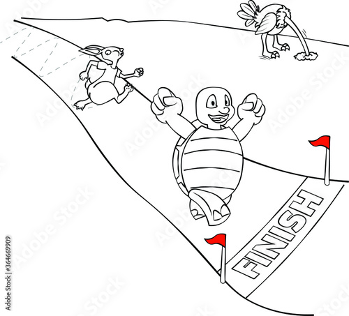 a rabbit and a turtle are racing