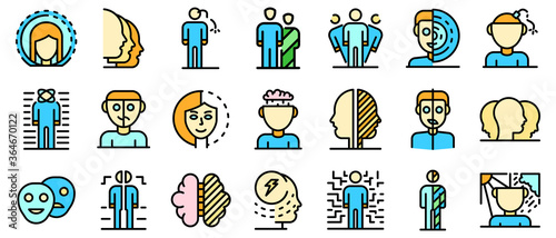 Bipolar disorder icons set. Outline set of bipolar disorder vector icons thin line color flat on white